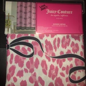 💗 Juicy  Couture Pink Cheetah and Black Bow Shower Curtain